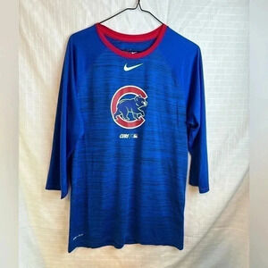 Men’s Nike Medium Blue Chicago Cubs 3/4 Length Sleeve Shirt